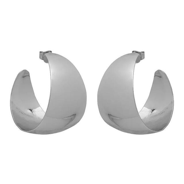 Emberly Silver Tone Thick Classic C-Hoop Earrings, Womens, None Product Image