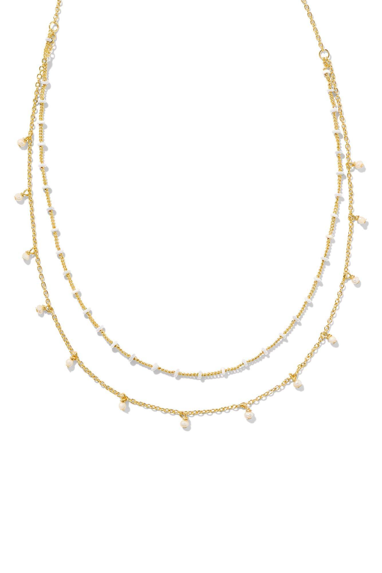 Eve Multi Strand Necklace White Mix Gold Product Image