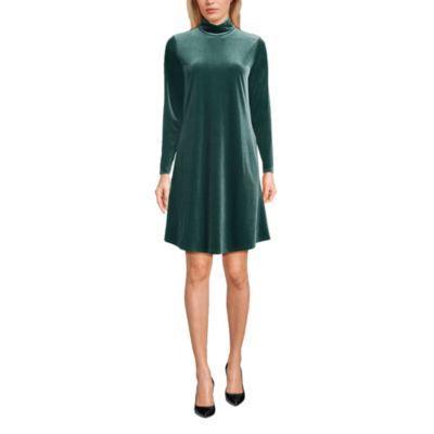 Women's Long Sleeve Velvet Turtleneck Dress Product Image