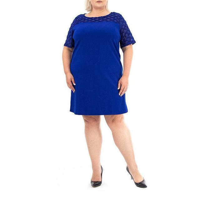 Plus Size Nina Leonard Knit Sheath Dress, Womens Deep Blue Product Image