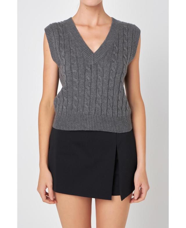 Womens Cable Knit Chunky Vest Product Image