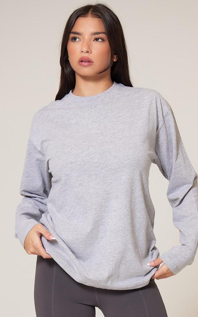 Cotton Grey Marl Oversized Long Sleeve T-Shirt Product Image