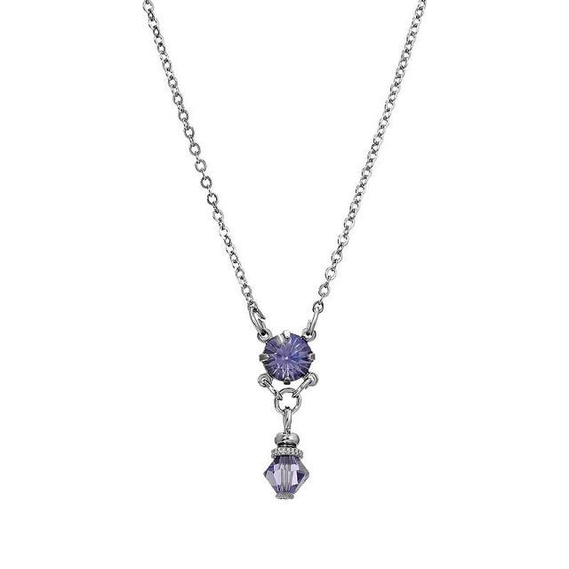 1928 Silver Tone Crystal Bead Y-Necklace, Womens, Purple Product Image