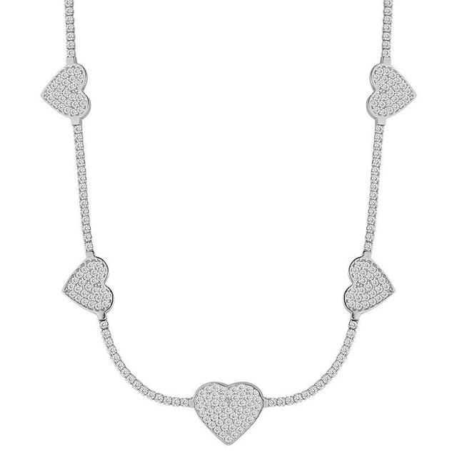 Sunkissed Sterling 14k Gold over Silver CZ Heart Tennis Choker Necklace, Womens Silver Tone Product Image