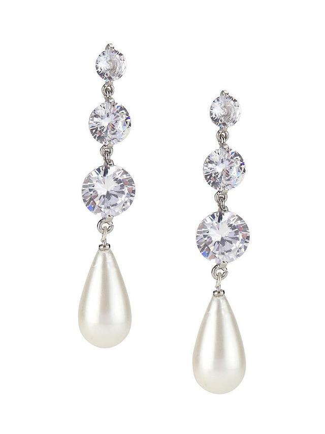 Womens Silver-Plated & Pearl Melanie Earrings Product Image