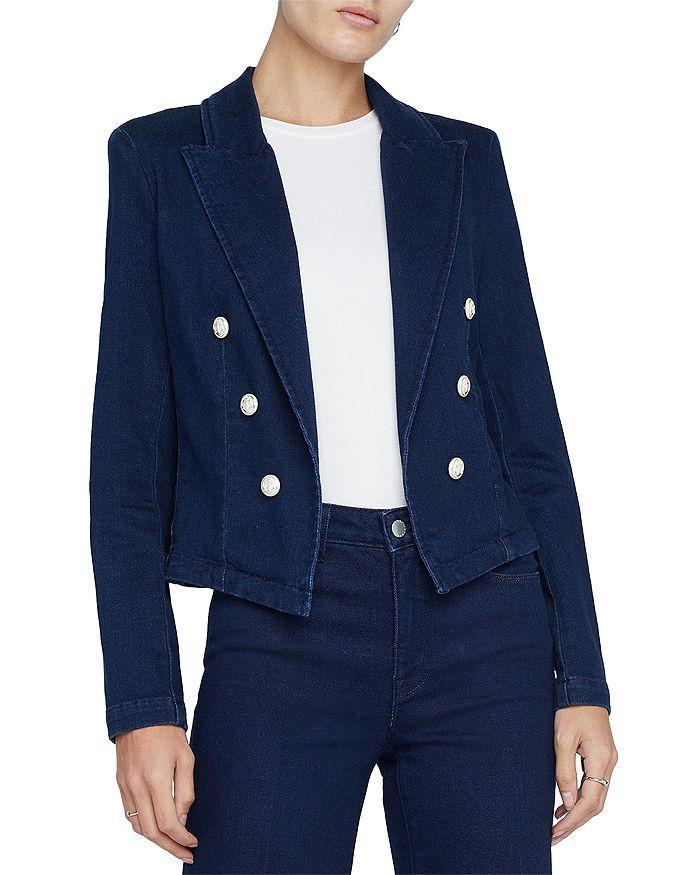 Wayne Cropped Double-breasted Jacket In Blue Product Image