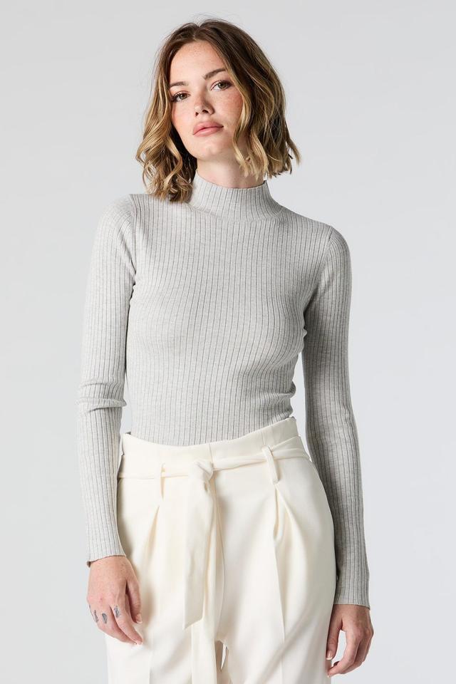 Ribbed Knit Mock Neck Sweater Female Product Image