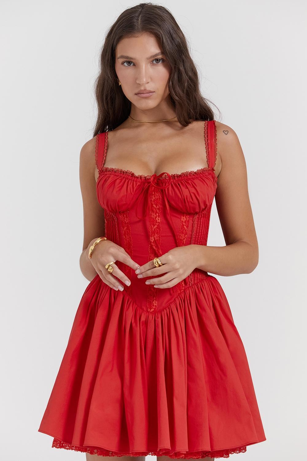 Pietra Cherry Corset Mini Dress - SALE Product Image