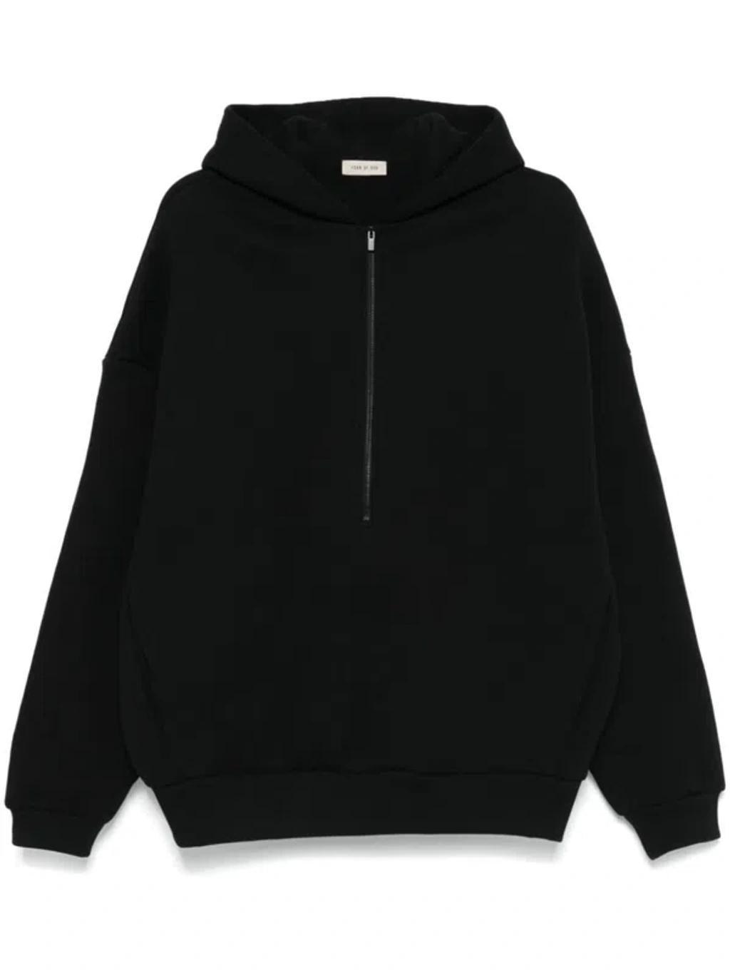 Full-zip Cotton Hoodie In Black Product Image