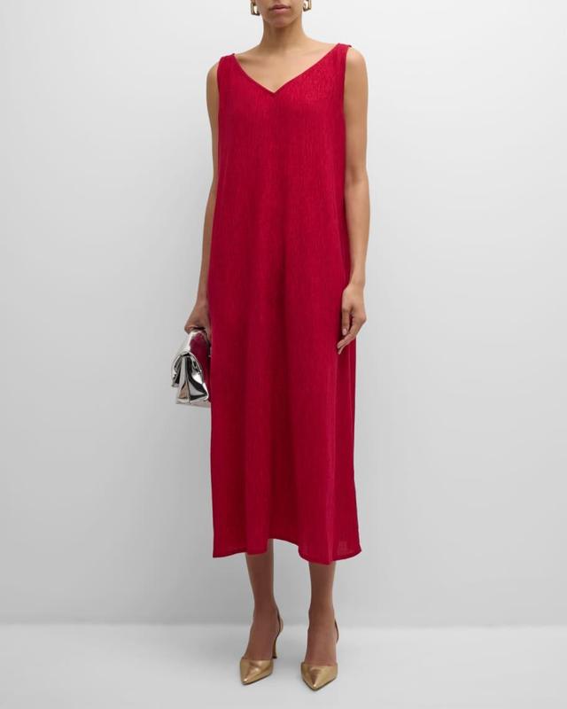 Sleeveless V-Neck Crinkled Maxi Dress Product Image