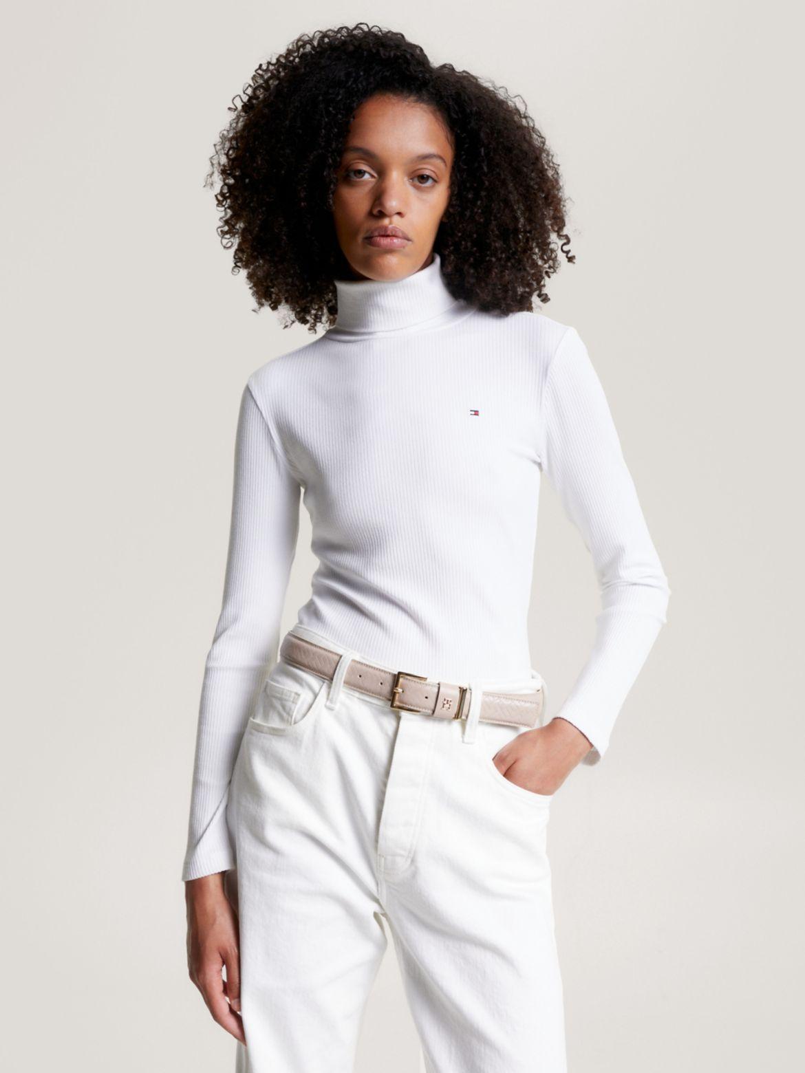 Tommy Hilfiger Women's Slim Fit Ribbed Turtleneck T-Shirt Product Image