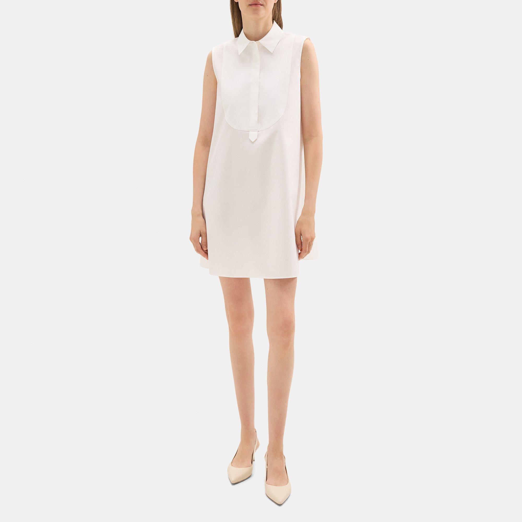 Cotton Poplin Sleeveless Tunic Shirt | Theory Product Image