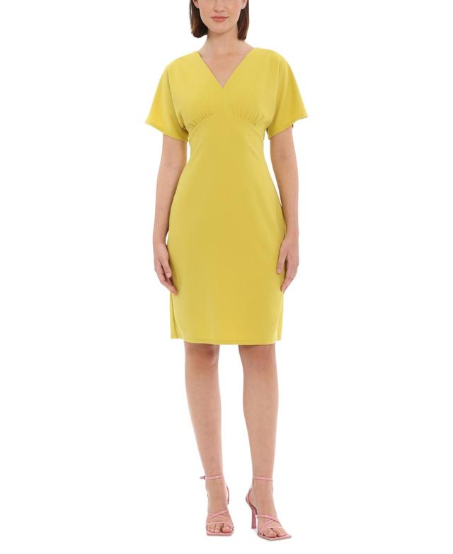 Womens V-Neck Draped Sleeve Sheath Dress Product Image