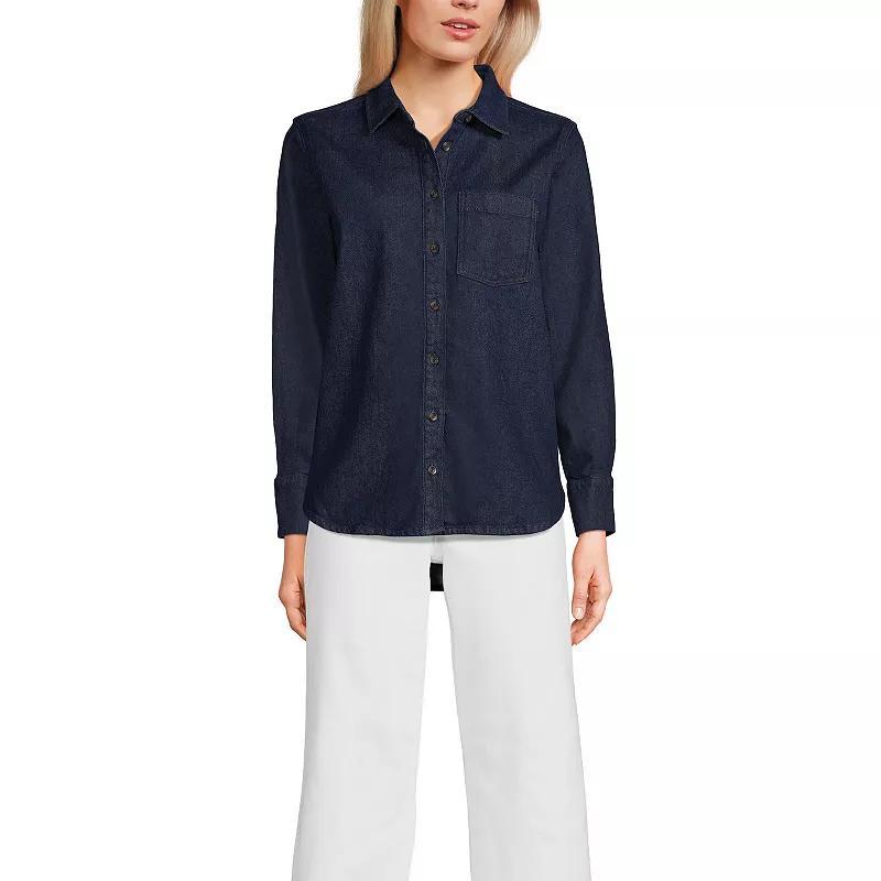 Womens Lands End Soft Denim Button-Down Shirt Product Image