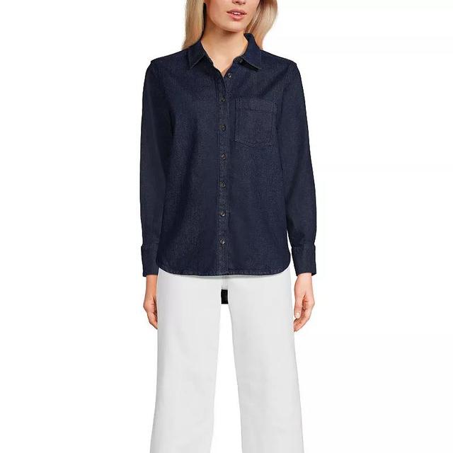 Womens Lands End Soft Denim Button-Down Shirt Product Image