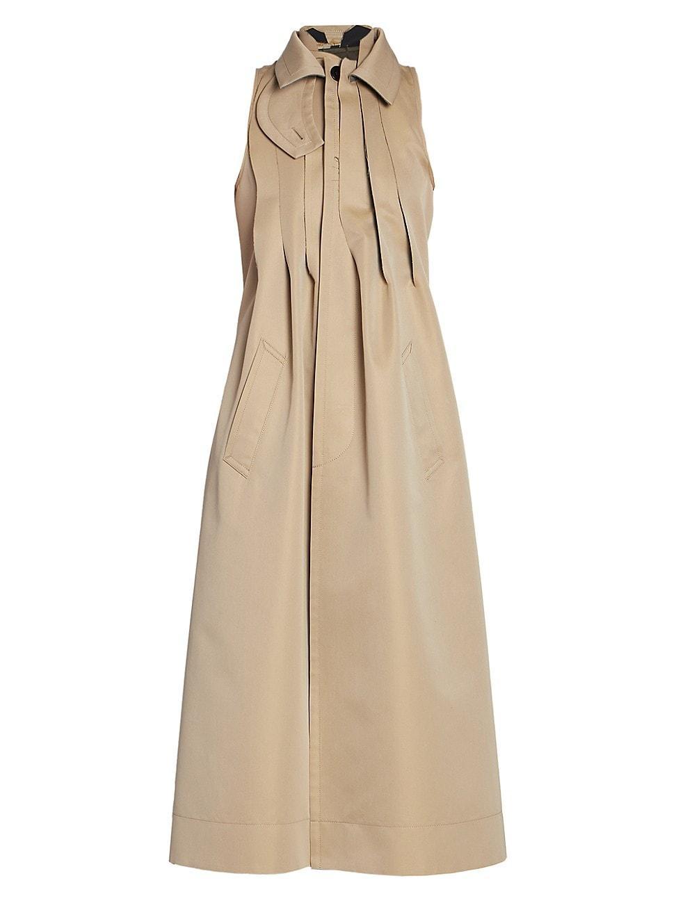 Womens Pleated Gabardine Sleeveless Trench Coat product image