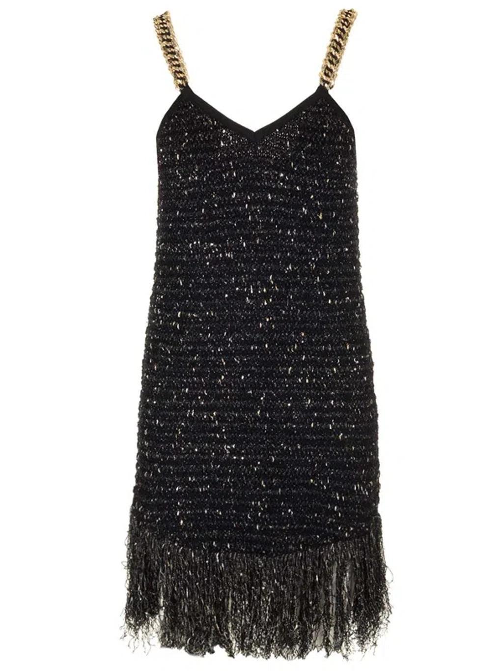 Lured Fringed Minidress In Black Product Image