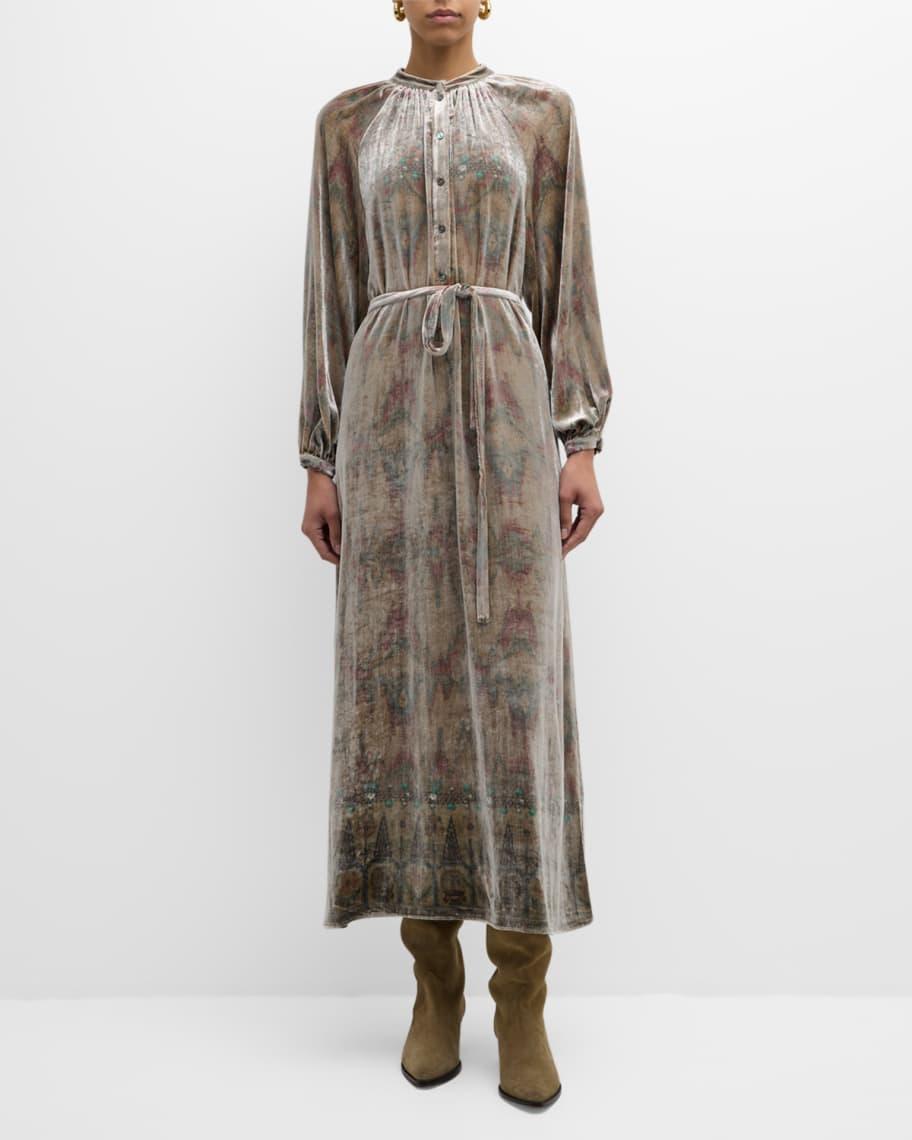 Abstract-Print Viscose-Silk Midi Dress Product Image