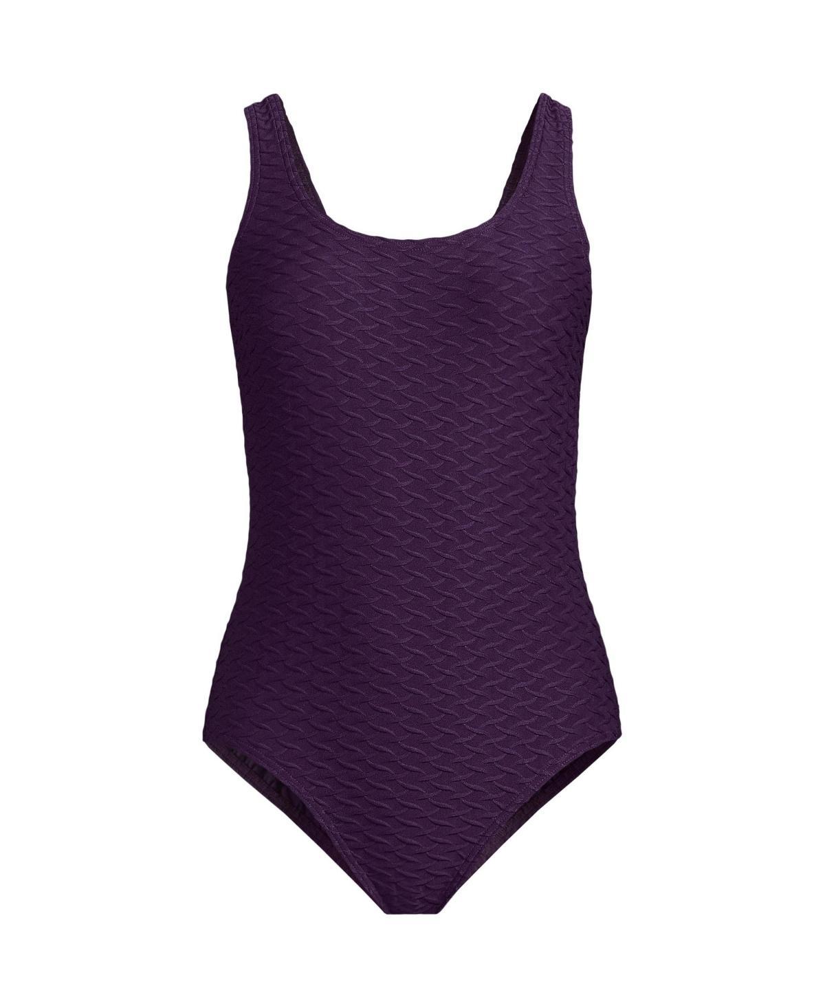 Women's Chlorine Resistant Texture High Leg Soft Cup Tugless Sporty One Piece Swimsuit Product Image