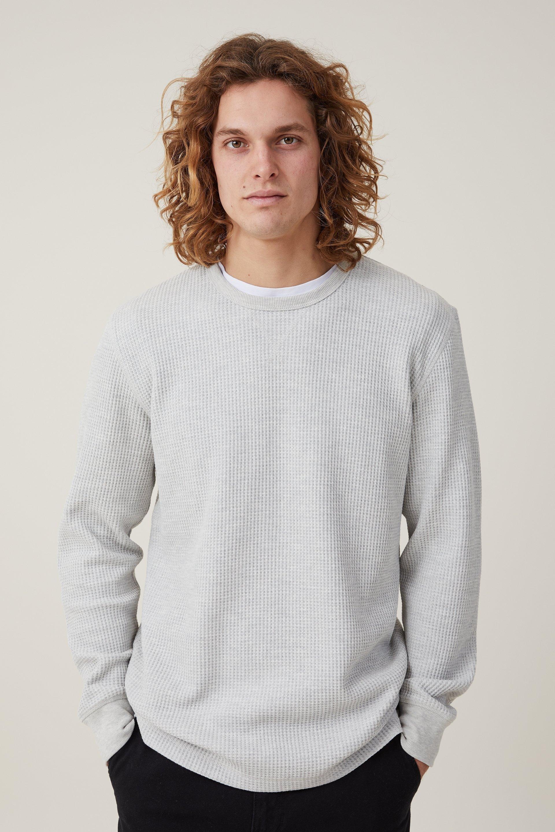 Cotton On Men - Chunky Waffle Long Sleeve Tshirt - Grey marle waffle product image