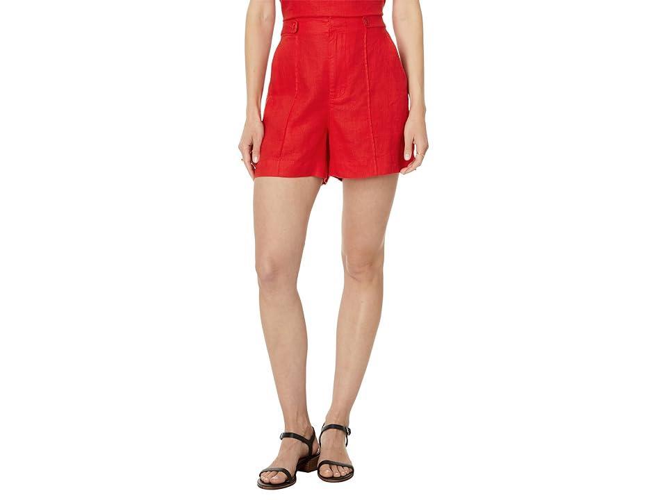 Madewell Clean Button-Tab Shorts in Linen Canvas (Rouge) Women's Shorts Product Image