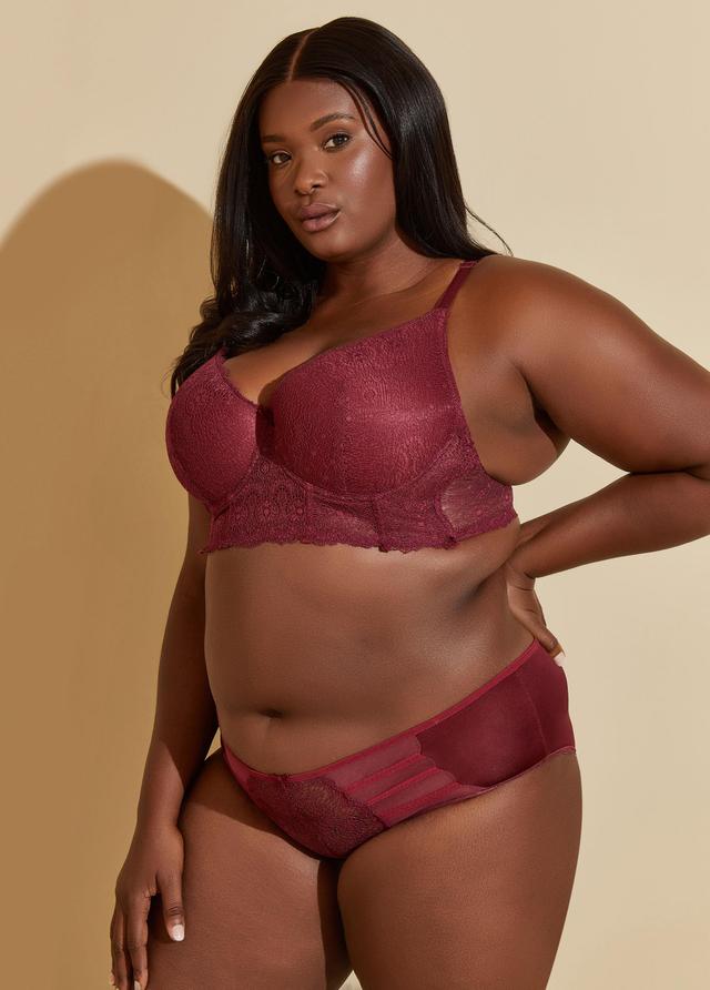 Plus Size Lace Bustier And Mesh Panty Set Ashley Stewart Product Image