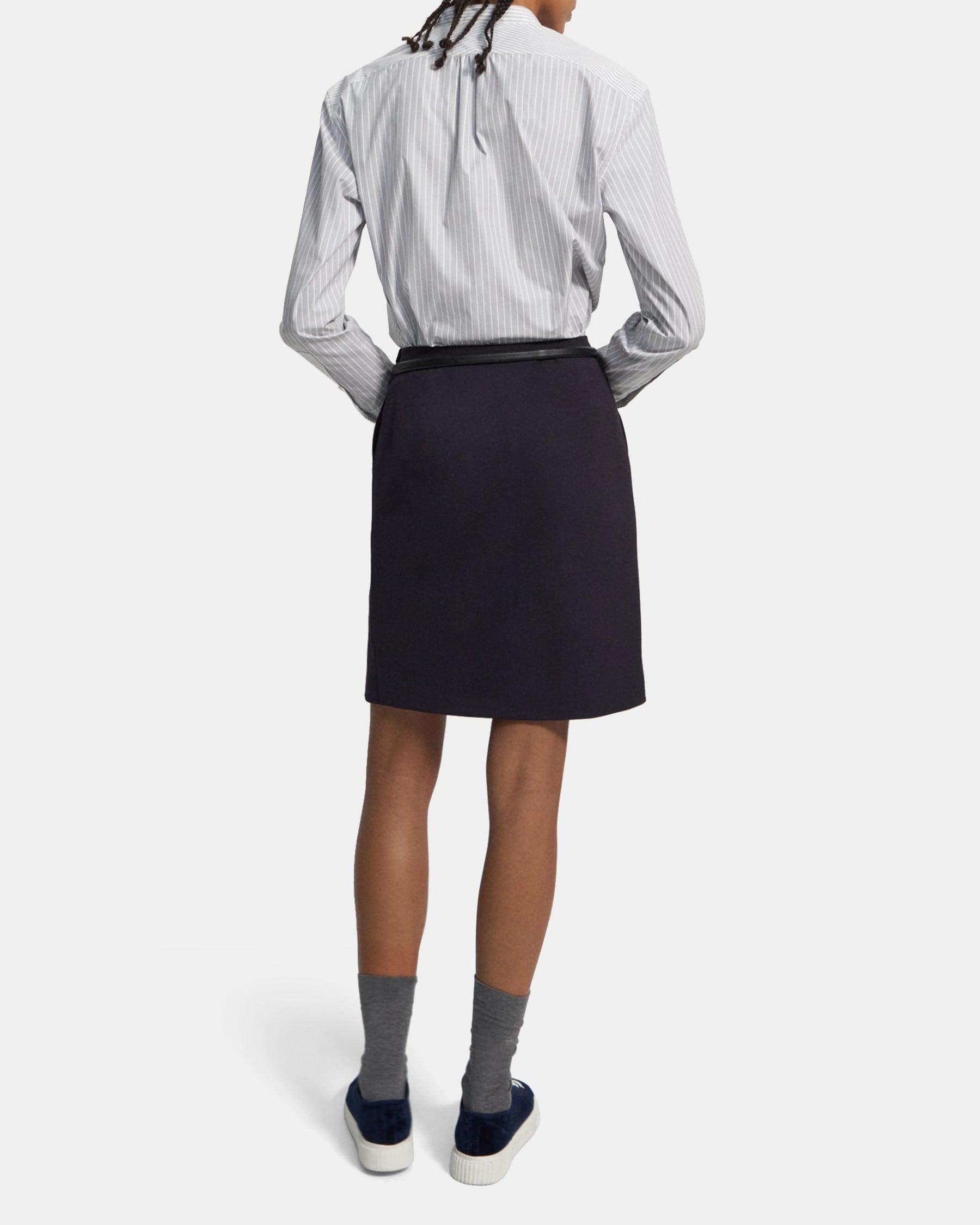 Wool Twill Pleated Skirt Product Image