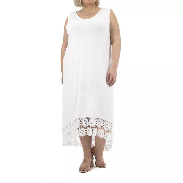 Plus Size Nina Leonard High Low Crochet Dress, Womens Product Image