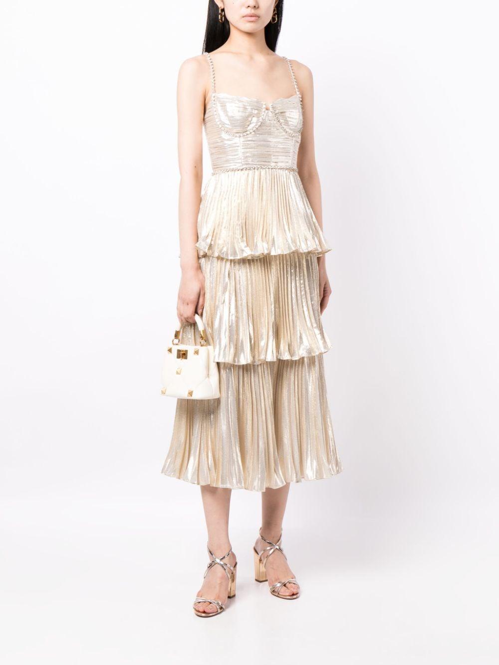 metallic tiered midi dress Product Image