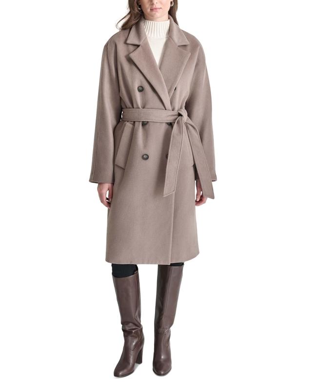 Dkny Womens Double-Breasted Belted Wrap Coat Product Image