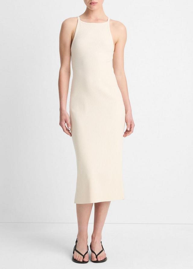 Cotton-Blend Ribbed High-Neck Tank Dress Product Image