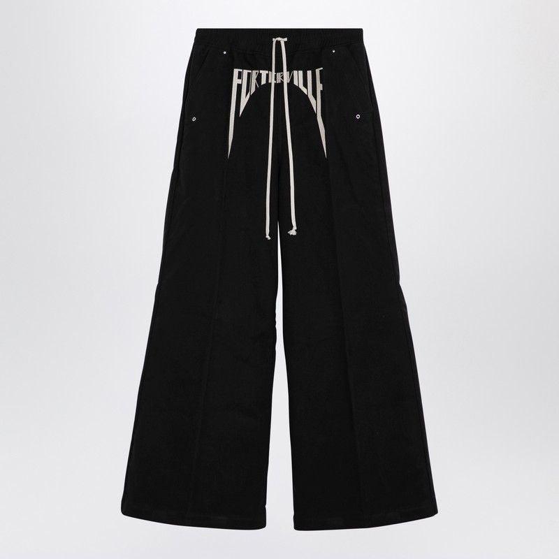 Wide Cargo Trousers With Elastic Waist In Black Product Image