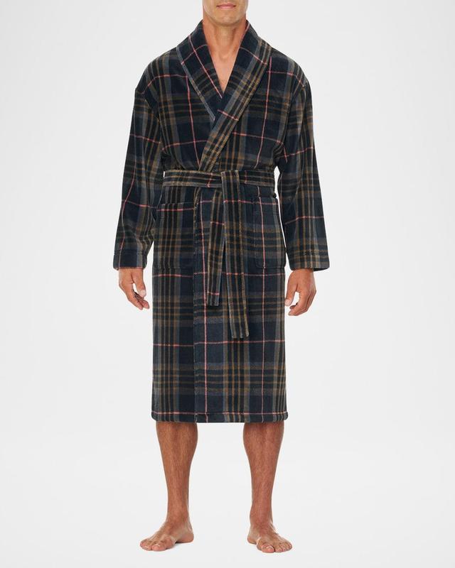 Men's Plaid Plush Fleece Robe Product Image