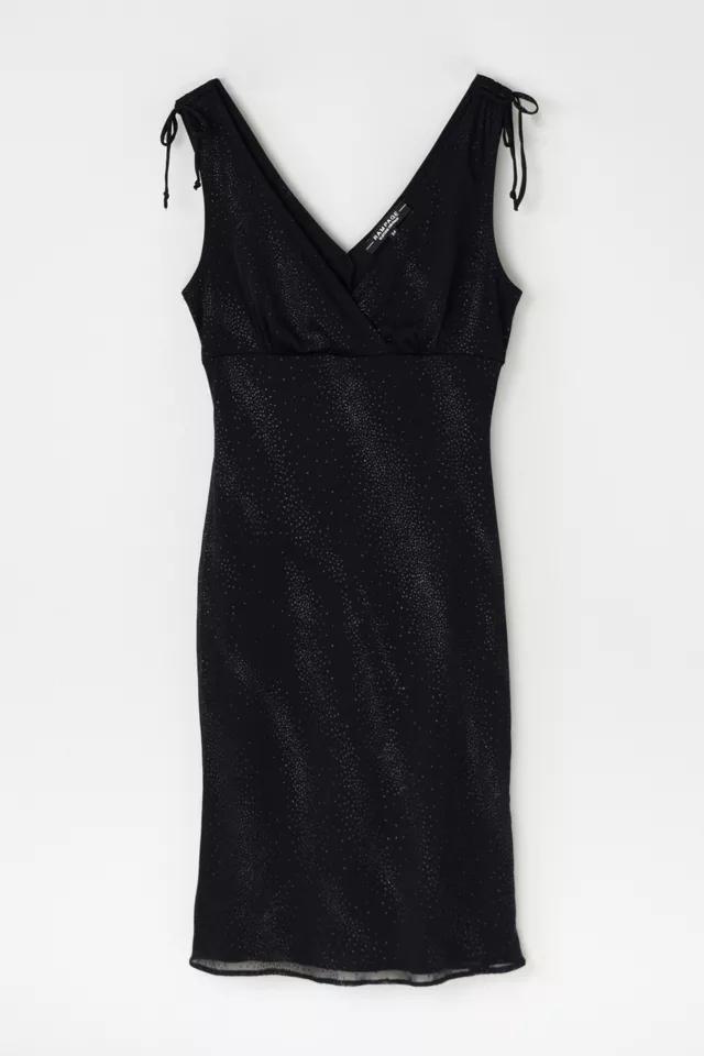 Vintage Y2k Black Glittered Midi Dress with Shoulder Ties Product Image