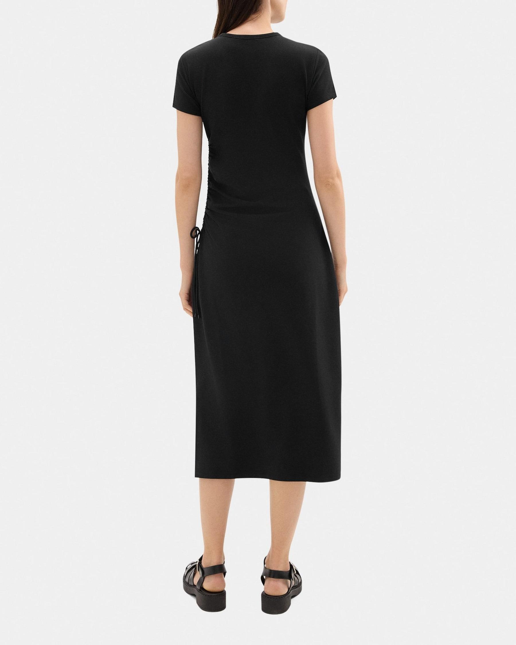 Gathered Dress in Stretch Cotton-Modal Product Image