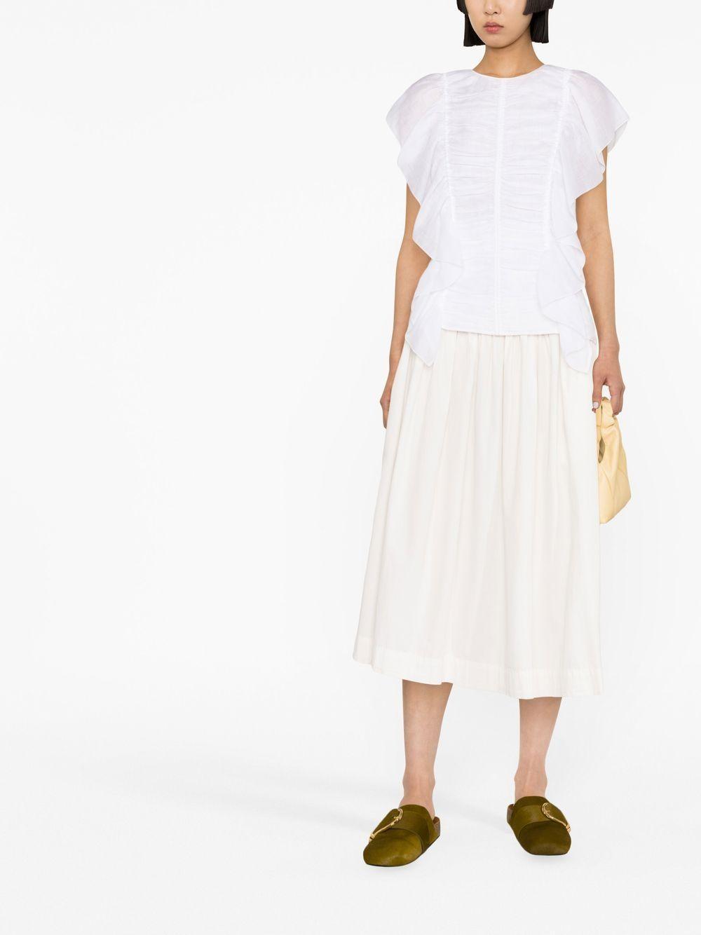 CHLOÉ Ruched Sleeveless Top With Ruffle Detail In White Product Image