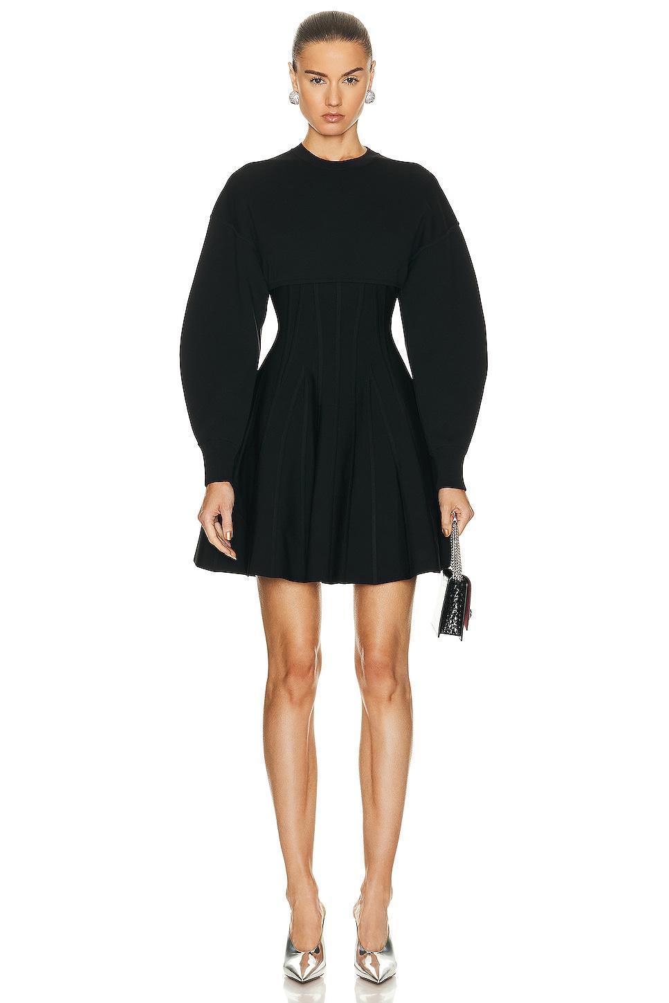 Alexander McQueen Corset Crewneck Mini Dress Black. (also in ). Product Image