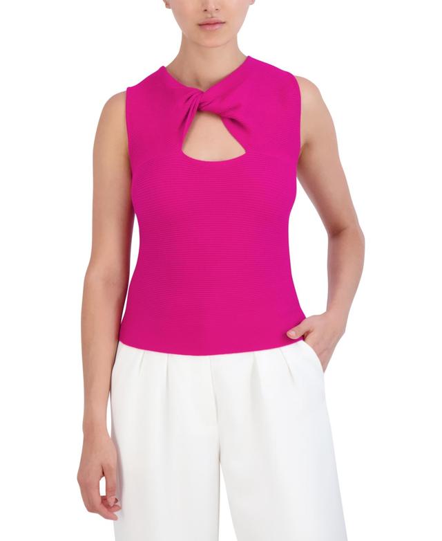 Bcbg New York Womens Twist Neck Sleeveless Ribbed Knit Sweater Product Image