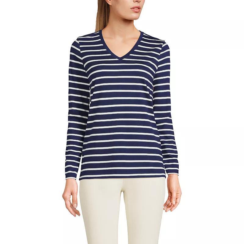 Lands End Womens Tall Relaxed Supima Cotton Long Sleeve V-Neck T-Shirt Product Image