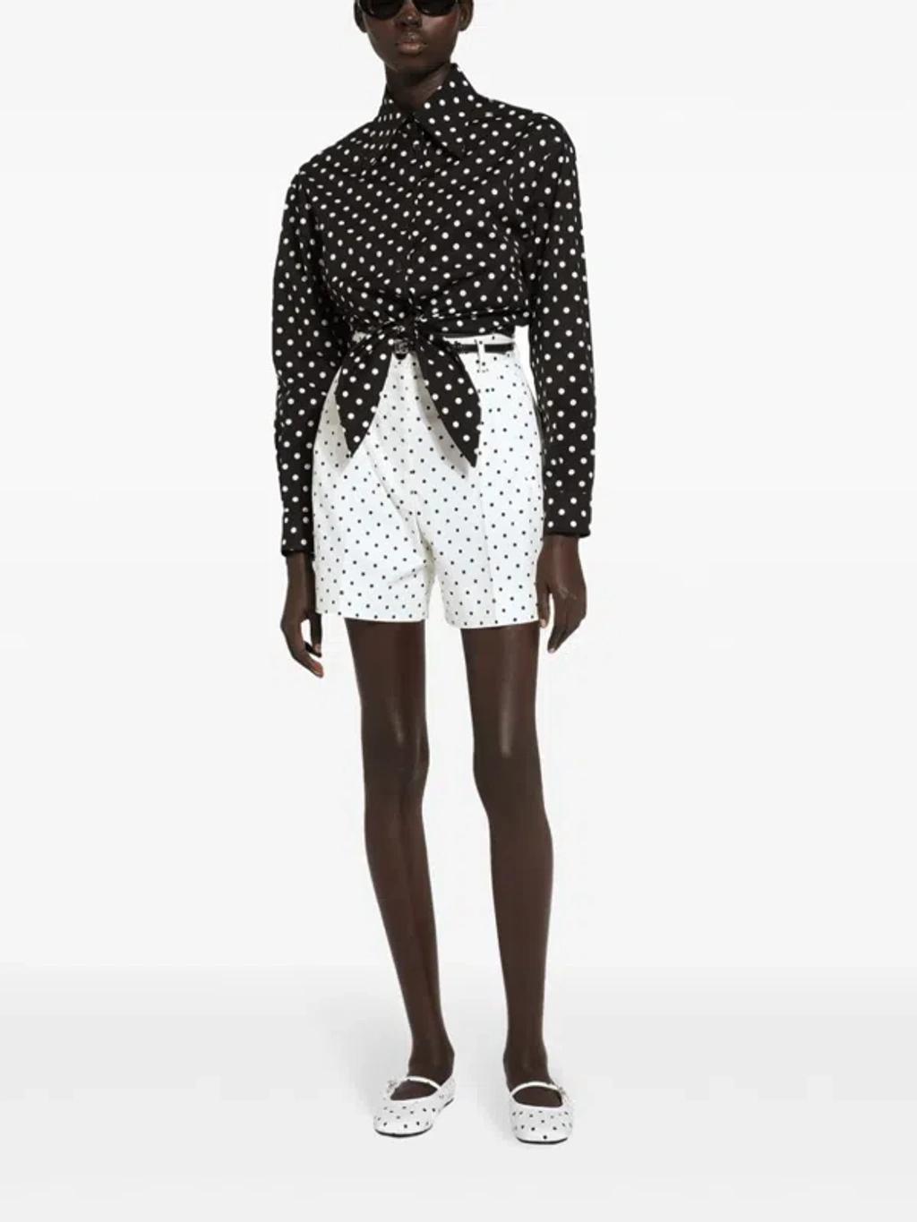 DOLCE & GABBANA Women's Short Polka Dot Shirt In Black Product Image