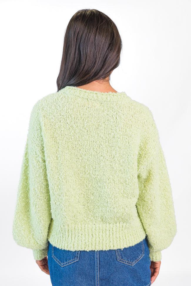 Longer Nights Lime Fuzzy Pocketed Sweater FINAL SALE Product Image