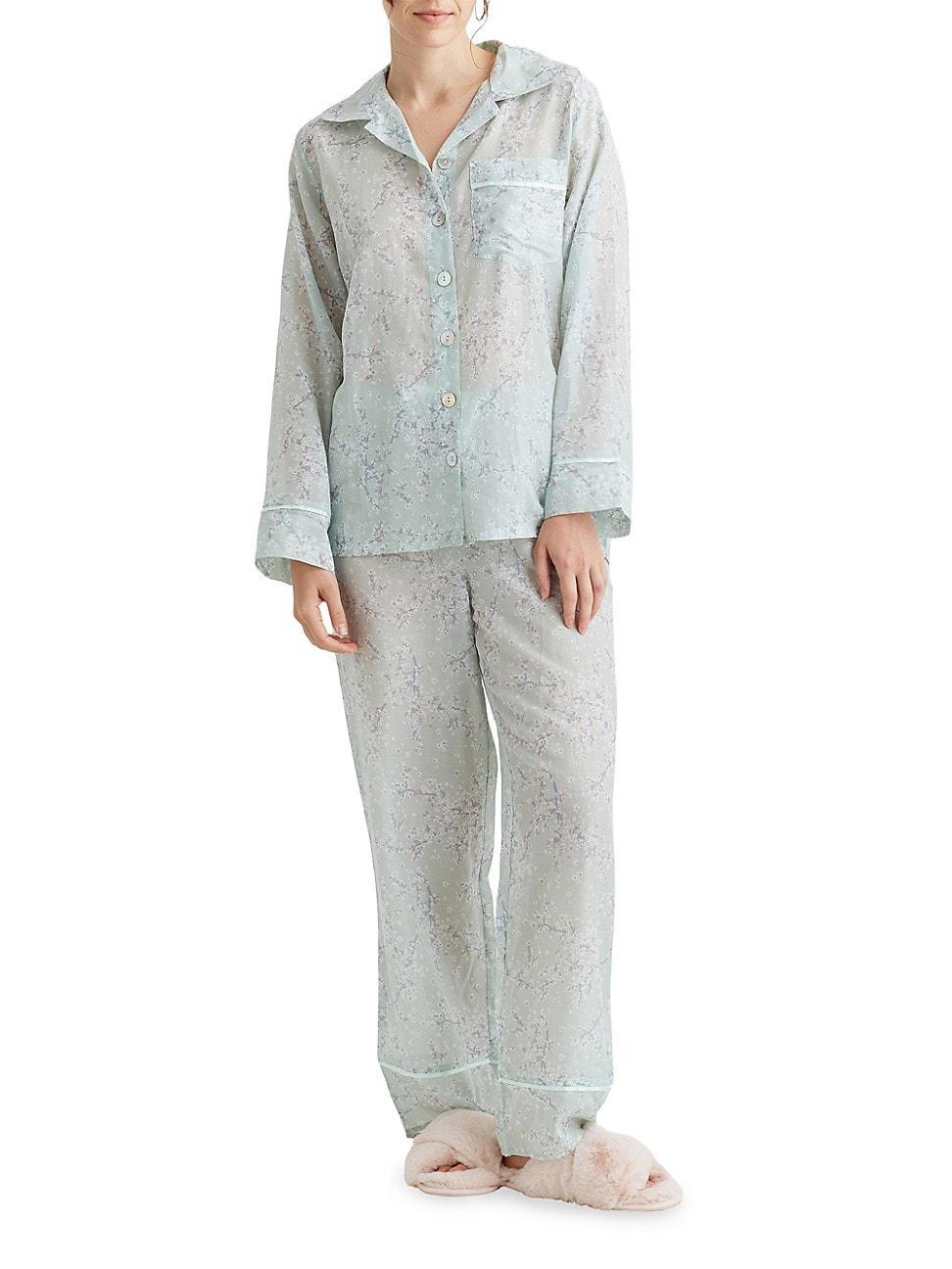 Womens Cheri Blossom Silk-Blend Pajamas Product Image