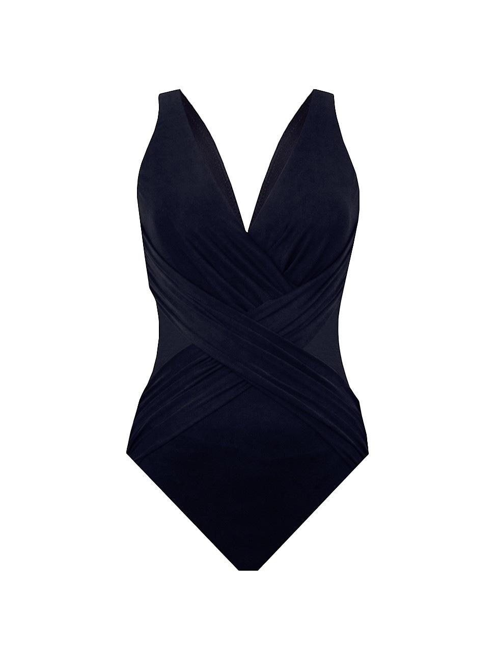 Miraclesuit Illusionist Crossover Allover Slimming One-Piece Swimsuit - Black Product Image