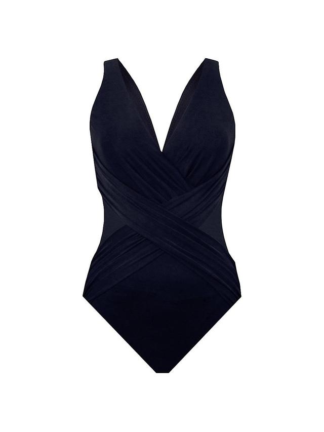 Miraclesuit Illusionist Crossover Allover Slimming One-Piece Swimsuit - Black Product Image