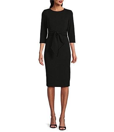 Adrianna Papell Tie Waist Crepe Sheath Dress Product Image