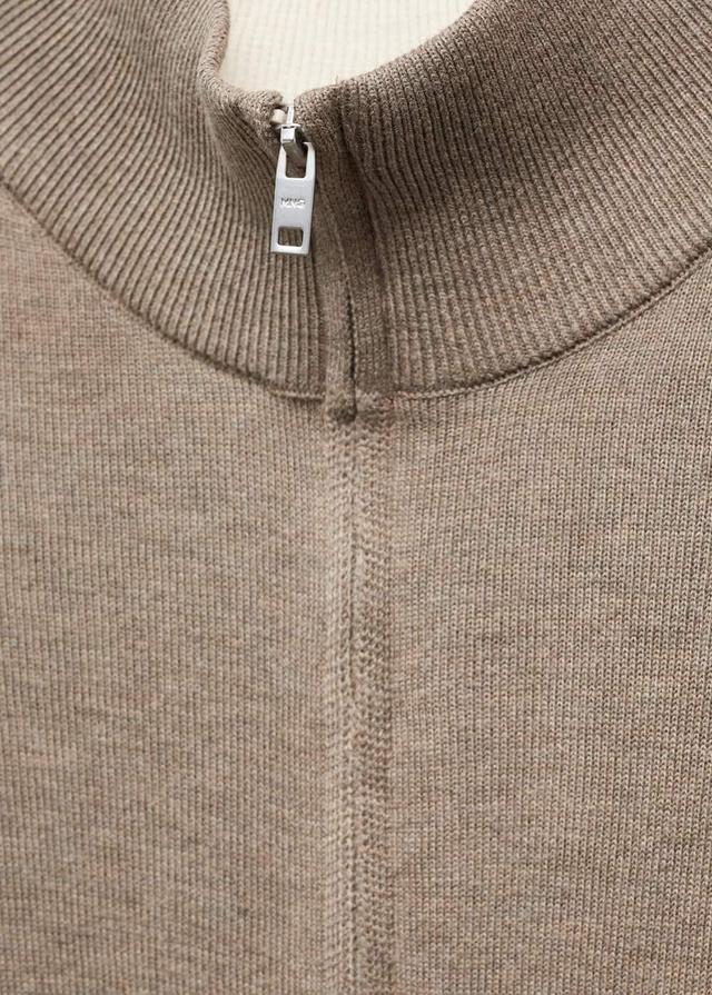 MANGO MAN - Zipped cotton cardigan medium brownMen Product Image