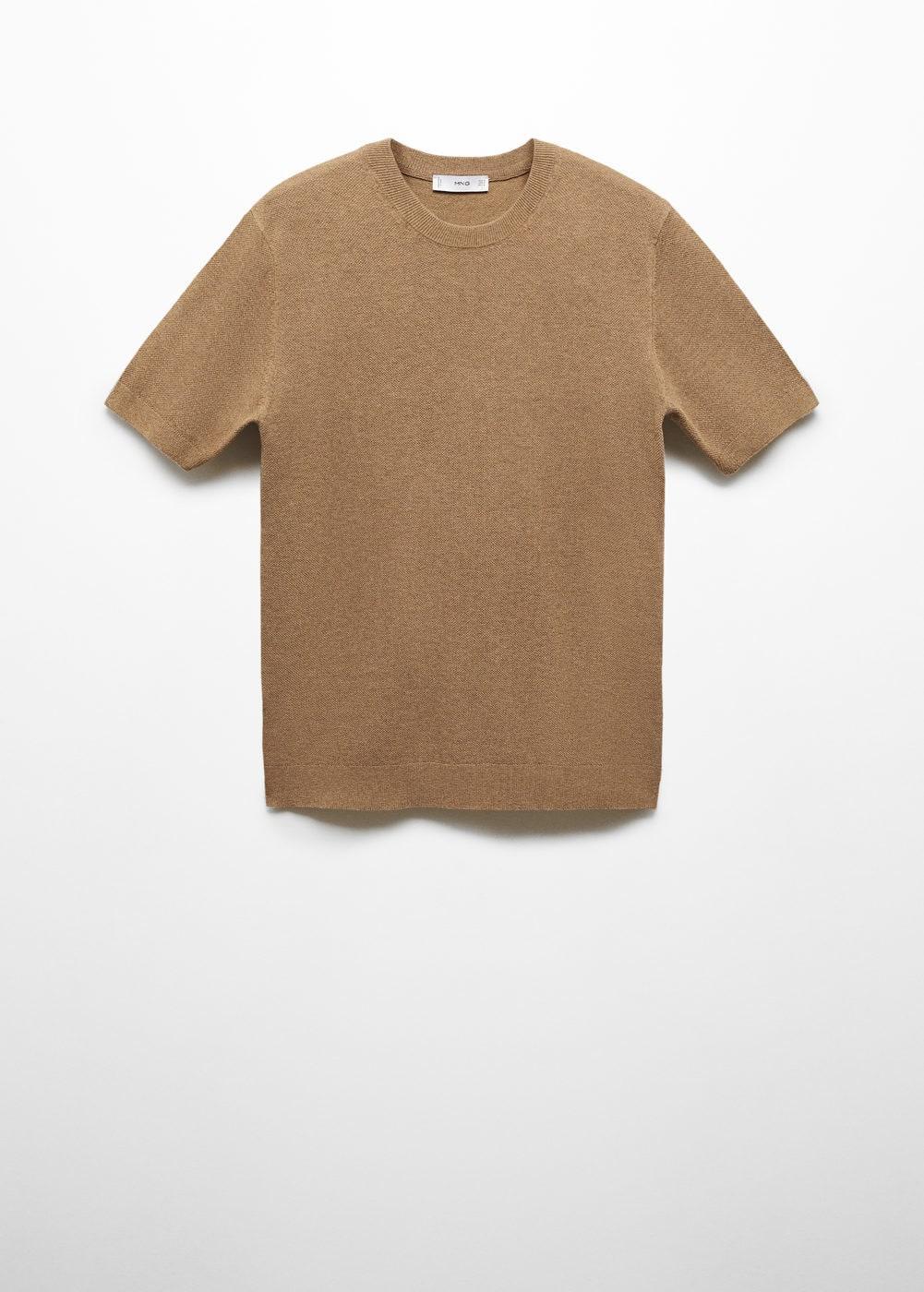 MANGO MAN - Structured cotton knit t-shirt medium brownMen Product Image