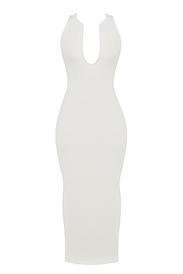 Eleanora Ivory Plunge Maxi Dress Product Image