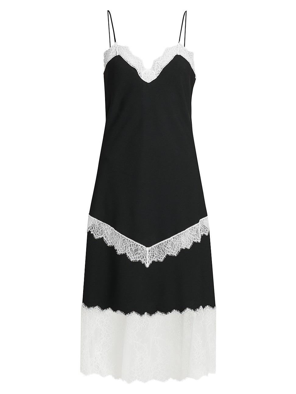 Womens Sleeveless Lace-Embellished Midi-Dress Product Image