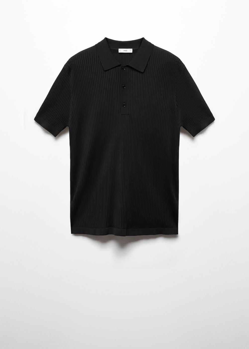 MANGO MAN - Knit cotton polo shirt blackMen Product Image